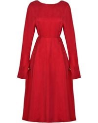 Sarvin - Long Sleeve Midi Dress - Lyst