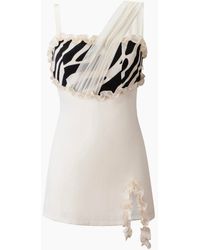 Iellele - Neutrals Silk Mini Dress – Animal Print - Lyst