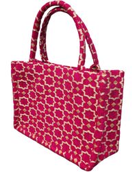 Berber Leather - Neutrals Moroccan Geometric Print Fabric Tote Bag - Lyst