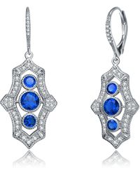 Genevive Jewelry - Sterling Silver Colored & Clear Round Cubic Zirconia Leverback Drop Earrings - Lyst