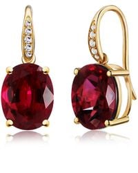 Kai Fine Jewelry - Solid Natural Oval Garnet & Diamond Drop Earrings - Lyst