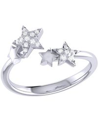 LMJ Dazzling Star Couples Diamond Open Ring In 14k White Gold - Metallic