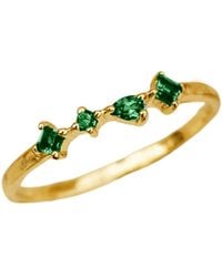 Harfi - Minimalist Emerald Gemstone May Birthstone Adjustable Vermeil Ring - Lyst