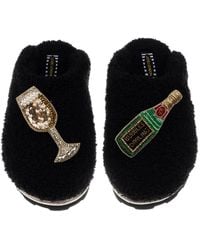 Laines London - Teddy Towelling Closed Toe Slippers With Embellished Bubbles Darling Brooches - Lyst