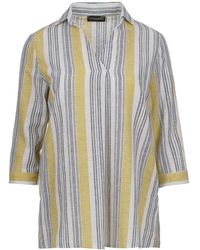 Conquista - Striped Linen Style Top With Pockets - Lyst