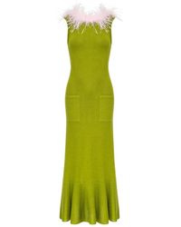 Andreeva - Chrysanthemum Knit Dress With Real Ostrich Feathers Details - Lyst