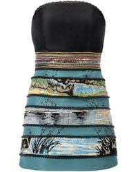 Rondooz - Hand Painted Satin Mini Dress With Antique French Gobelin Tapestry & Hand Applied Embellishment - Lyst