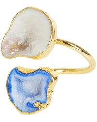 YAA YAA LONDON - Denim Natural Duo Adjustable Crystal Statement Ring - Lyst