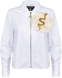 House of Laines London - Laines Couture Zip Shirt With Snake Cream Flower Brooch - Lyst