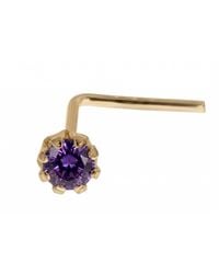 Zahav Jewelry - 14K Solid 24G 1.5Mm Cz L-Shape Nose Stud - Lyst