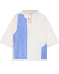 Maison Louis - Cotton And Skyblue Gauze Top - Lyst