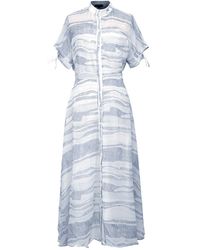 Smart and Joy - Linear Print Midi Elemental Print Shirt Dress - Lyst