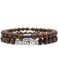 Shar Oke - Bronzite & Brave Word Beaded Bracelet Set - Lyst