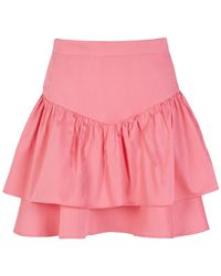 Lavaand - The Lulu Tiered Cotton Mini Skirt In Watermelon Pink - Lyst