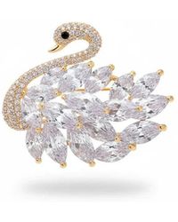 Angel Barocco - Luxury Diamond Swan Brooch - Lyst