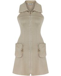 Nocturne - Neutrals Mini Dress With Pockets - Lyst