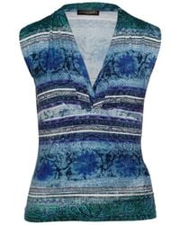 Conquista - Print Faux Wrap Sleeveless Top - Lyst