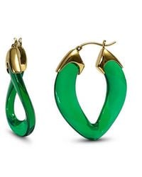 Gold & Honey - Emerald Curb Link Lucite Birthstone Hoop Earrings - Lyst