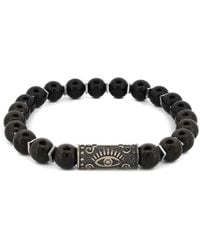 Ebru Jewelry - Onyx Stone & Sterling Unique Evil Eye Symbol Beaded Bracelet - Lyst