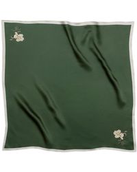 RainSisters - Small Minimal Floral Natural Silk Scarf - Lyst