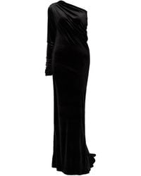 LIA ARAM - Asymmetric Velvet Gown With Train - Lyst