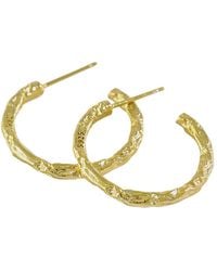 Janus Edinburgh - Plated Sterling Textured Macdui Hoop Earrings - Lyst