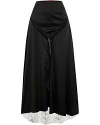 Pcfg - The Party Edit Slit Lace Panel Satin Maxi Skirt - Lyst