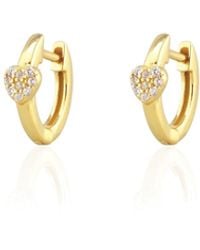 Kris Nations - Heart Crystal Huggie Hoop Earrings - Lyst