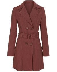 Conquista - Double-Breasted Belted Trench Jacket - Lyst