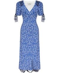 POST MERIDIEM - Fitted Lace Midi Dress With Short Sleeves - Lyst