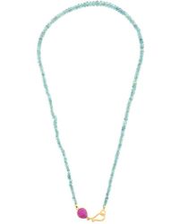Opium Jewels - Faceted Emerald Strand With A Raw Cut Ruby Clasp - Lyst