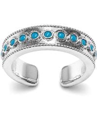Aurozia - Lotus Within Rhodium Plated Sterling Starlight Dew Adjustable Open Ring - Lyst