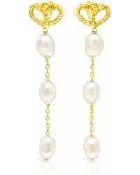 Unaloe - Vermeil Intertwined Heart Baroque Pearl Drop Earrings – Luxury Contemporary Designer Statement Jewelry - Lyst