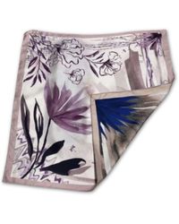 Hi Silk - Neutrals Petals And Palms Large Square Silk Twill Scarf - Lyst