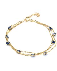 Ebru Jewelry - Triple Chain Evil Eye Bracelet - Lyst