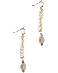 Saachi - Pearl Drop Botanical Chain Earrings - Lyst
