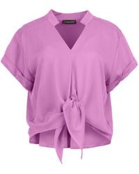 Conquista - Dream Viscose Tie-Front Blouse - Lyst
