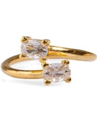 Ebru Jewelry - Double Diamond Stone & Dainty Adjustable Ring - Lyst