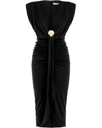 Nocturne - Draped Dress With Shoulder Pad - Lyst