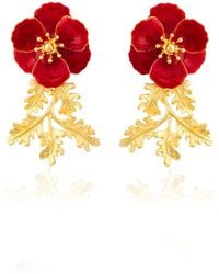 Milou Jewelry - Leafy Blossom Flower Earrings - Lyst