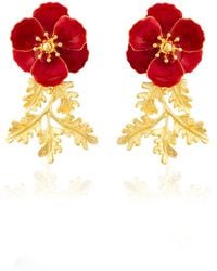Milou Jewelry - Leafy Blossom Flower Earrings - Lyst