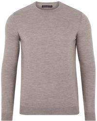 Paul James Knitwear - Neutrals Extra Fine Merino Wool Calington Crew Neck Jumper - Lyst