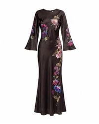 Tantra Spain Sl - Maxi Dress With A Japanese Floral Print And A Round Neckline - Lyst