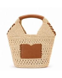 Hamel Atelier - Neutrals Handwoven Raffia & Leather Handbag - Lyst
