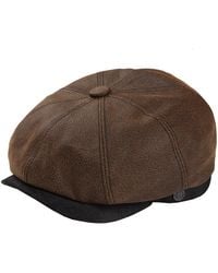 Dasmarca Hats - Oliver Rust Leather Bakerboy Newsboy Peaky Cap For - Lyst