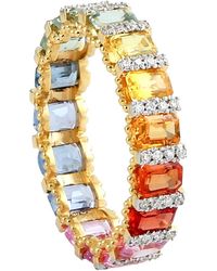 Artisan - Emerald Cut Multi Sapphire & Diamond Full Eternity Band Ring - Lyst