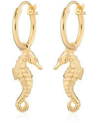 Lily Charmed - Plated Seahorse Charm Hoop Earrings - Lyst