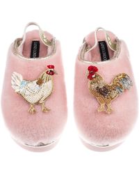 Laines London - Flatform Cloud Closed Toe Slippers With Chicken & Rooster Brooches - Lyst