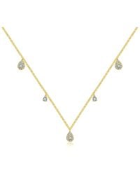 Genevieve Collection - 18k Yellow Gold Drop Shape Diamond Necklace / Choker - Lyst
