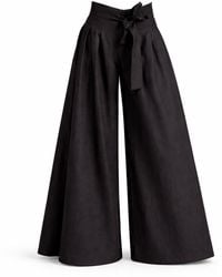 Nikka Place - Wrap Around Wide Leg Linen Pants With Front Tie - Lyst